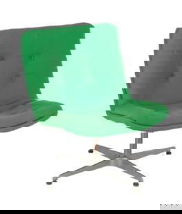 Geoffrey Harcourt: Geoffrey Harcourt (1935-)Swivel green upholstered armchair on a metal star base, design Geoffrey Harcourt for Artifort, stickered on the bottom, the Netherlands, 1970s