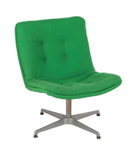 Geoffrey Harcourt: Geoffrey Harcourt (1935-)Swivel green upholstered armchair on a metal star base, design Geoffrey Harcourt for Artifort, stickered on the bottom, the Netherlands, 1970s