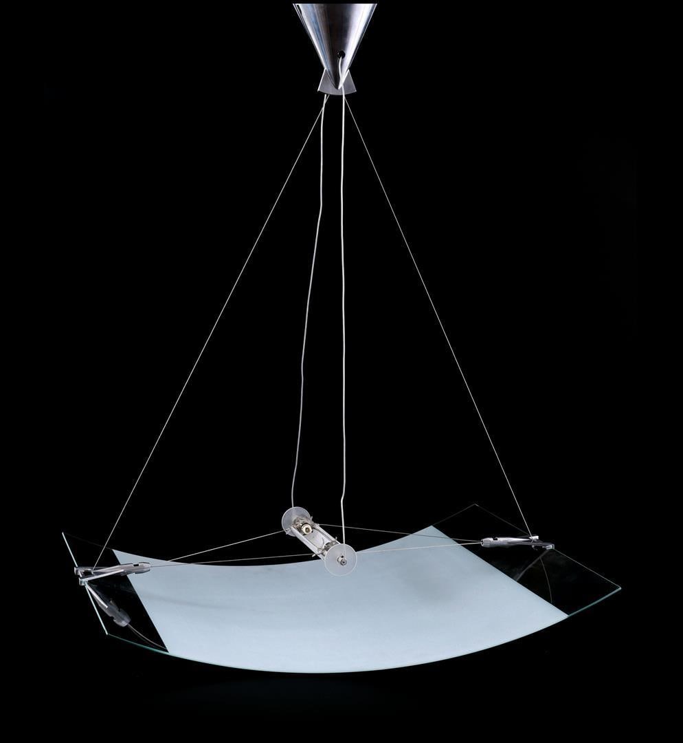 Franco Raggi: Franco Raggi (1945-)Modern hanging lamp with glass bowl, design Franco Raggi for Fontana Arte, model 'Velo', Italy design year 1988, bowl size 75x60 cm