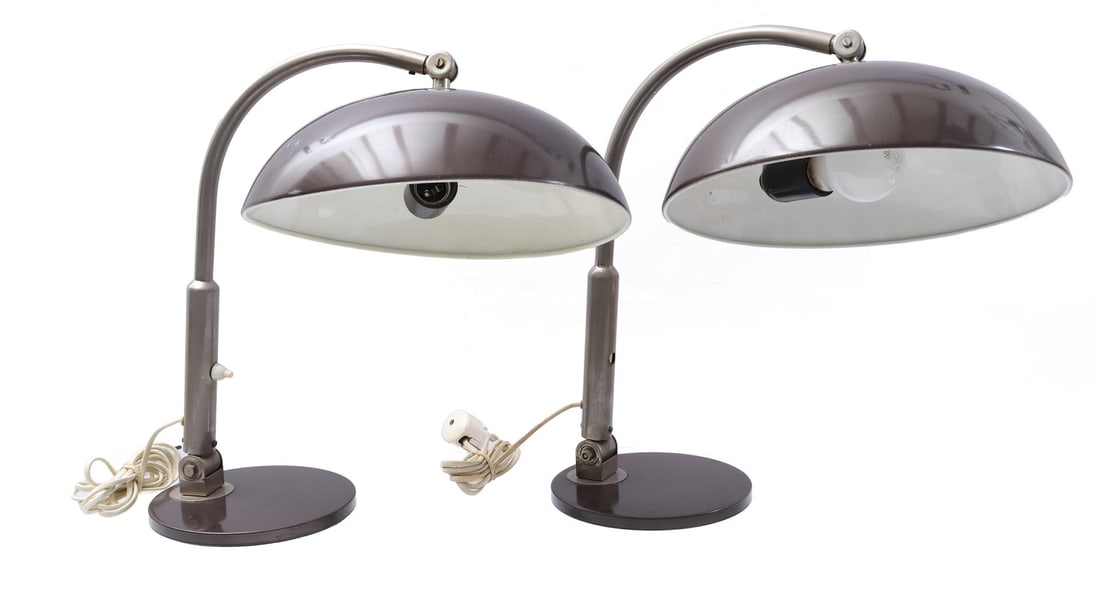 Herman Theodoor Jan Anthoin Busquet: Herman Theodoor Jan Anthoin Busquet (1914-1977)Design Busquet for Hala Zeist, 2 metal desk lamps, approx. 42 cm high