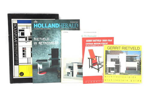 Gerrit Rietveld: Gerrit Rietveld (1888-1964)Lot of various objects from and about Rietveld, including a construction kit