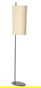 Arne Jacobsen: Arne Jacobsen (1902-1971)Brown metal 2-light floor lamp with linen shade, design Arne Jacobsen, executed by Louis Poulsen, model 'AJ', Denmark design in the late 1950s, 183 cm high (original shade dam