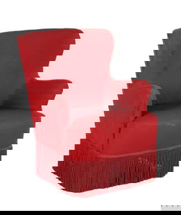 Theo Ruth: Theo Ruth (1915-1971)Red upholstered armchair, design Theo Ruth for Artifort, marked on the bottom, Netherlands, 1950s