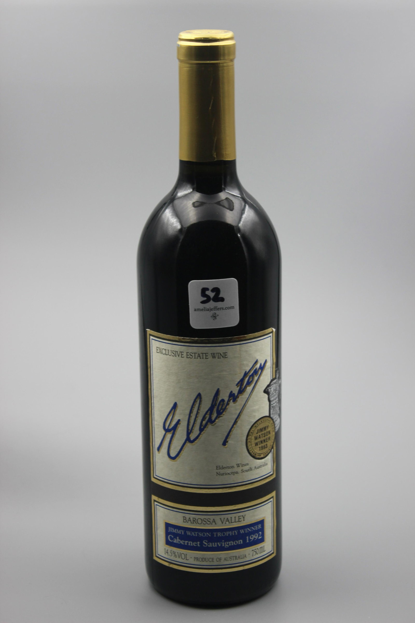 1992 CABERNET SAUVIGNON.: Barossa Valley, Nuriootpa, South Australia. Elderton Wines. (750ml) Sold on behalf of the Estate of Sharron M. Capen, Delaware County, Ohio, Probate Court, Case #21010043 PES.