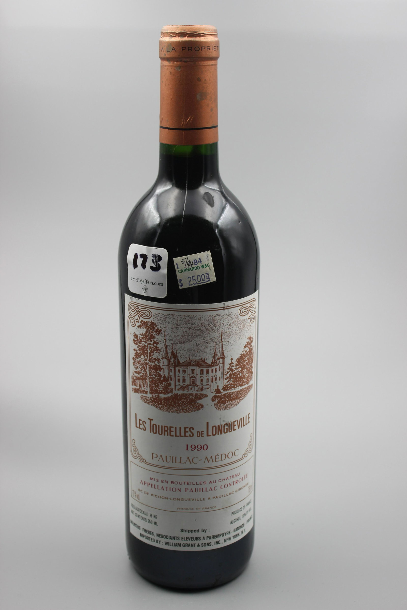 1990 RED TABLE WINE.: Pauillac, France. Les Tourelles de Longueville, Pauillac-MÃ©doc. (750ml) Sold on behalf of the Estate of Sharron M. Capen, Delaware County, Ohio, Probate Court, Case #21010043 PES.