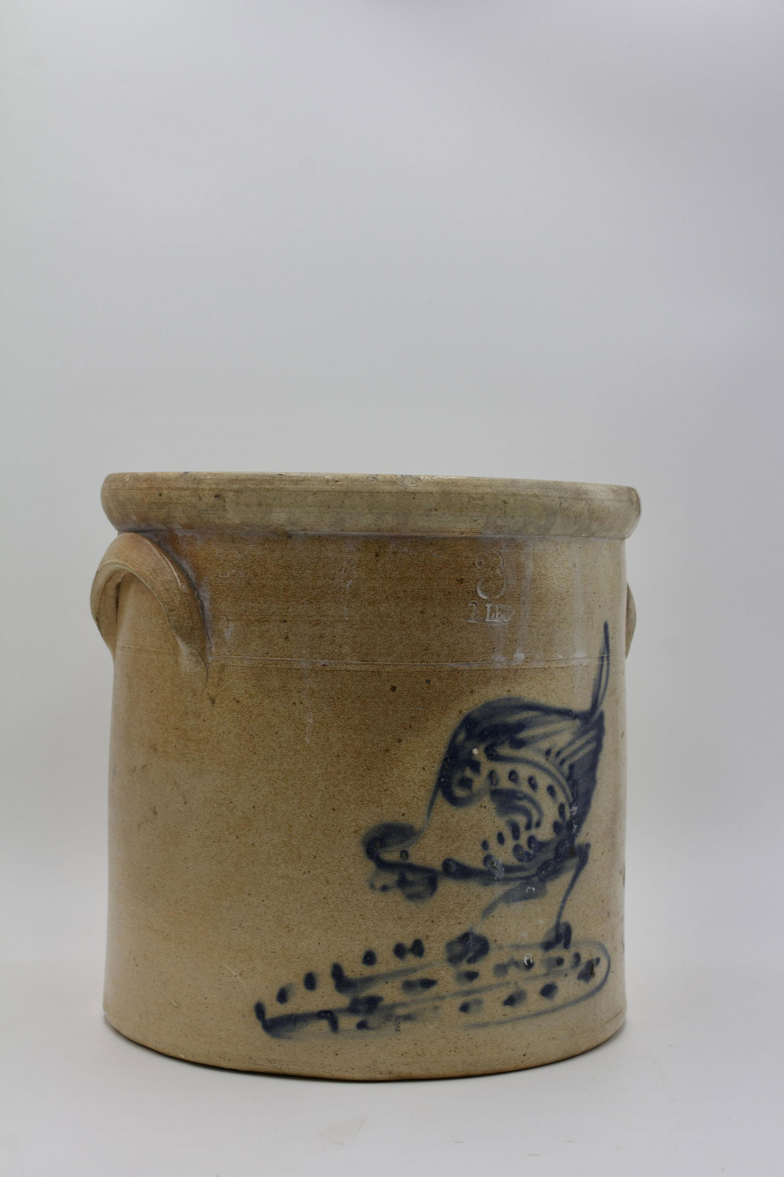 DECORATED STONEWARE CROCK. (1 of 2)
