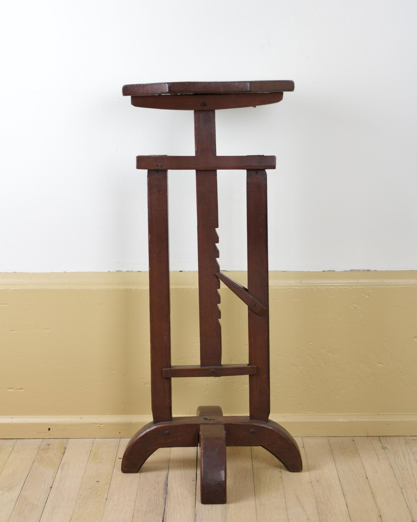 RARE PINE AND MAPLE RATCHET-PAWL CANDLE STAND. (1 of 9)