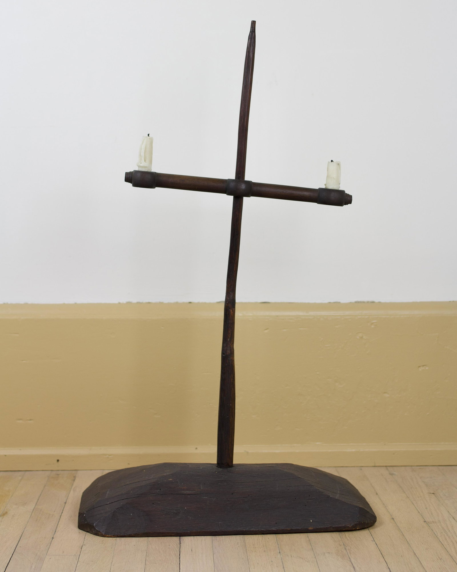 PRIMITIVE CANDLE DEVICE.: American, 18th Century. Old brown surface. 20"l. 33.25"h. 11.5"d.