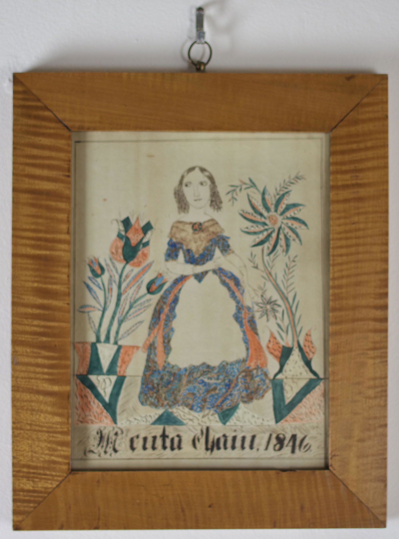 FOLK ART PEN & INK, WATERCOLOR. (1 of 2)