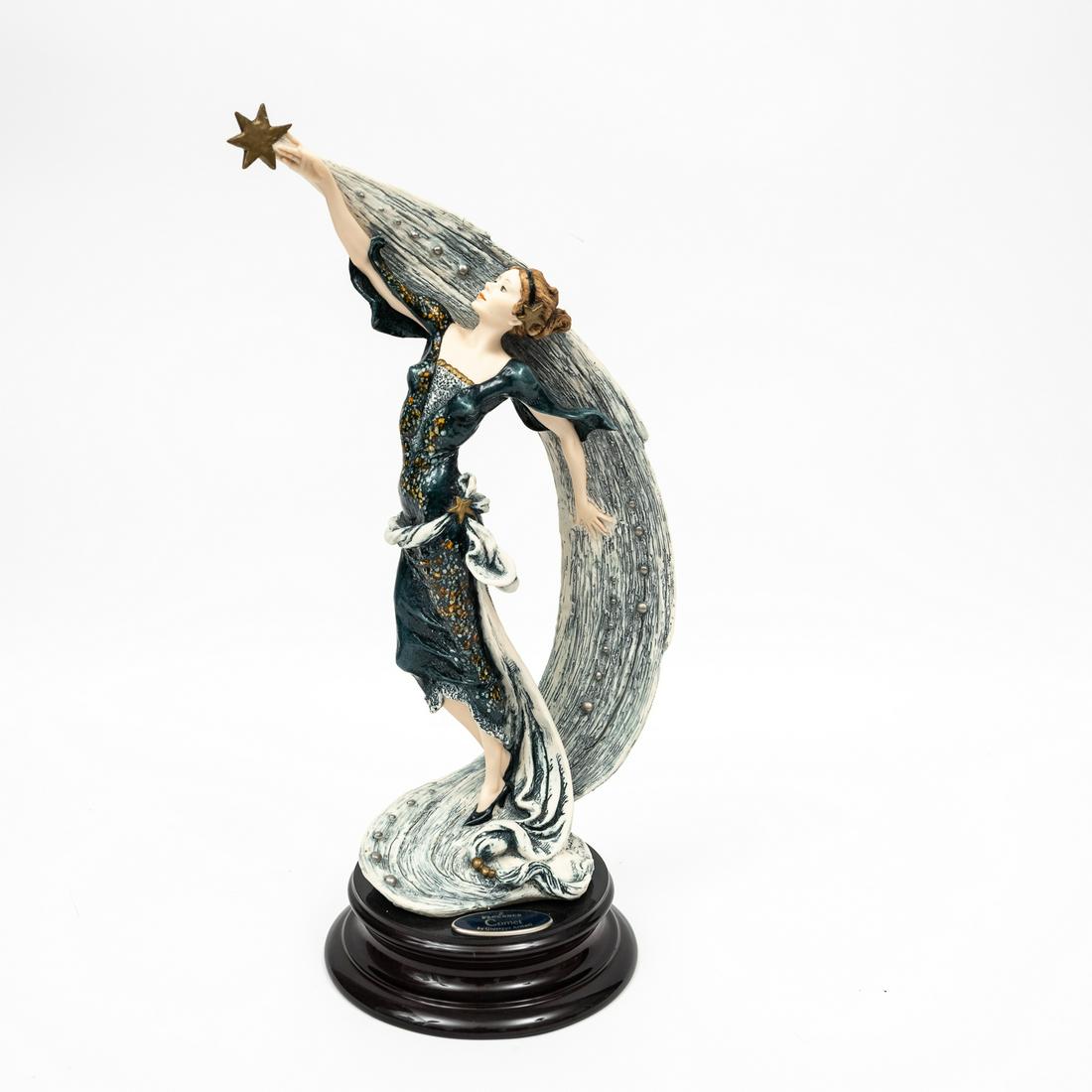 "COMET-THE FUTURE" PORCELAIN FIGURINE BY GIUSSEPPE ARMANI (1993-2006).: Italy, 1998. Capodimonte porcelain figurine titled "Comet-the Future" by Giuseppe Armani for Florence Scultur D'Art. Limited edition 3381/5000. Signed in the mold and marked with the blue crown capodi