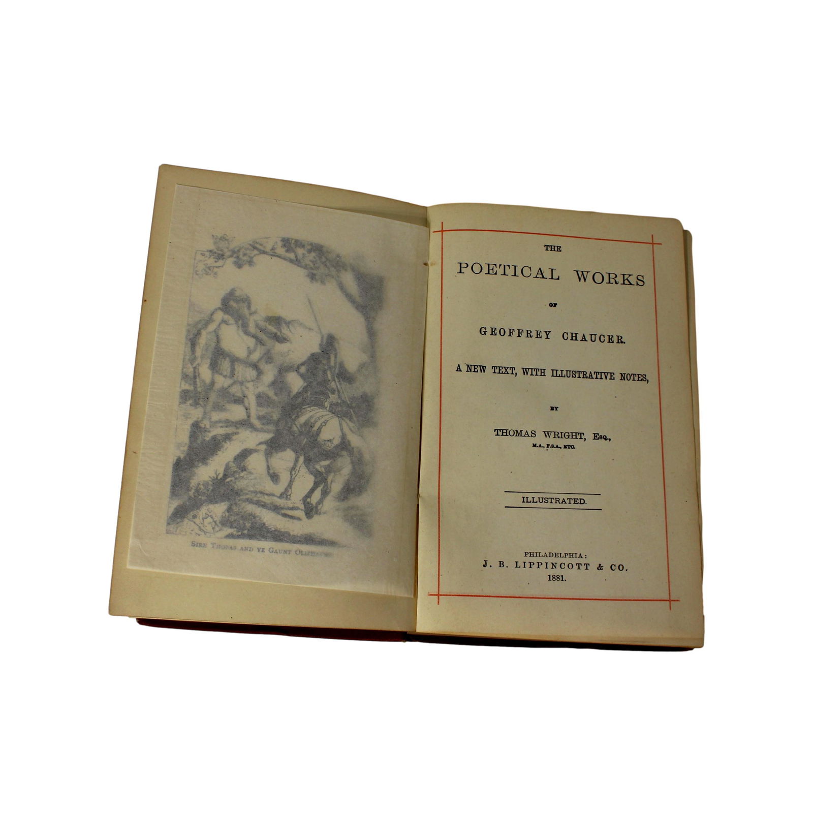 Pub. 1881, Illustrated, "The Poetical Works of Geoffrey Chaucer" featuring the "Canterbury Tales" by (1 of 7)