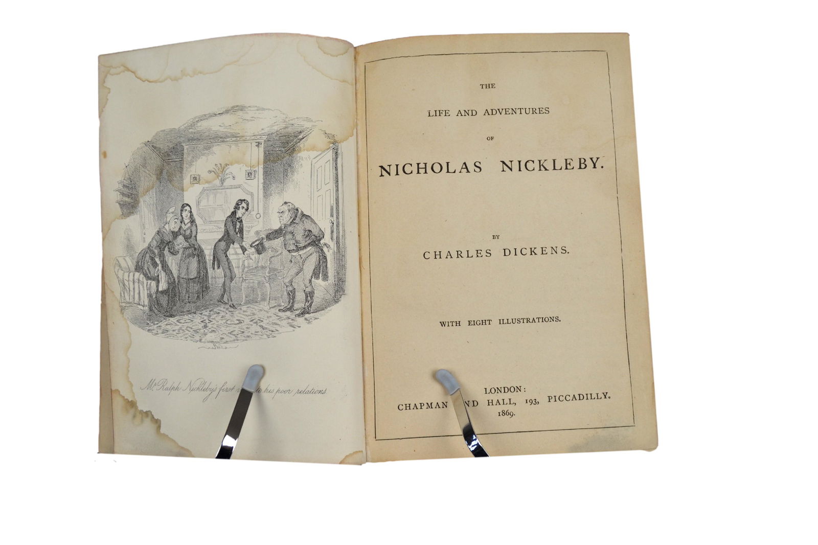 Pub. 1869, Rare Book, Illustrated with Plates, "Nicholas Nickleby" by Charles Dickens, Hardcover (1 of 11)