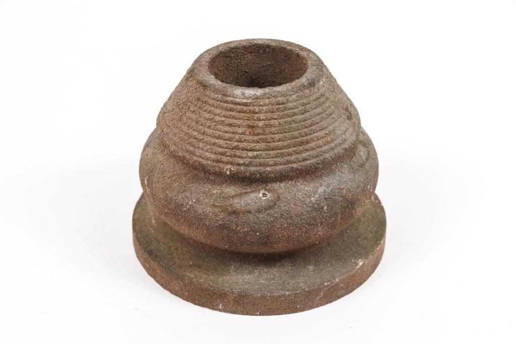 FOLK ART CARVED STONE MATCH SAFE.: American, late 19th Century. 3.75"h. X 4.75"d.