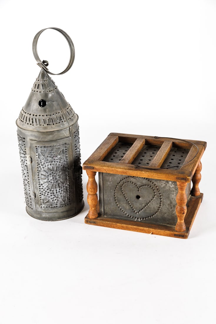 TWO PUNCHED TIN ITEMS. (1 of 11)