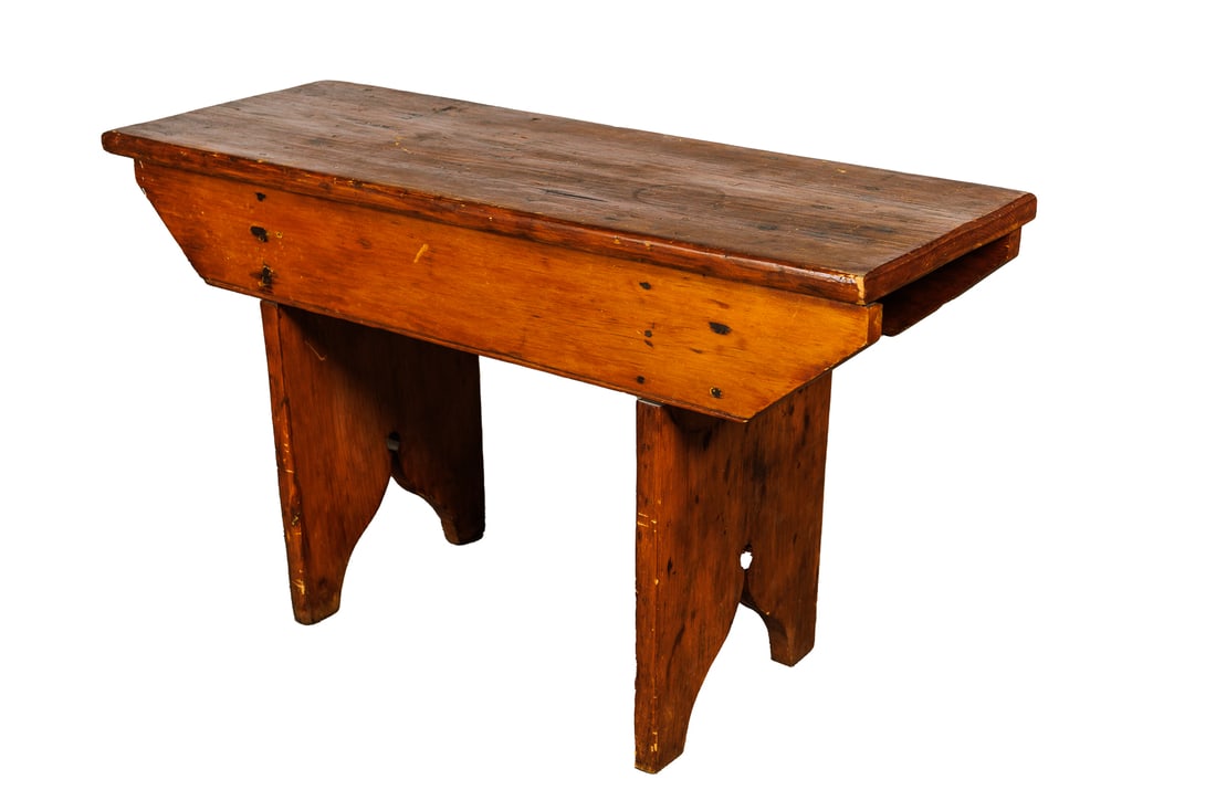 BUCKET BENCH OR STOOL WITH BOOTJACK ENDS. (1 of 7)