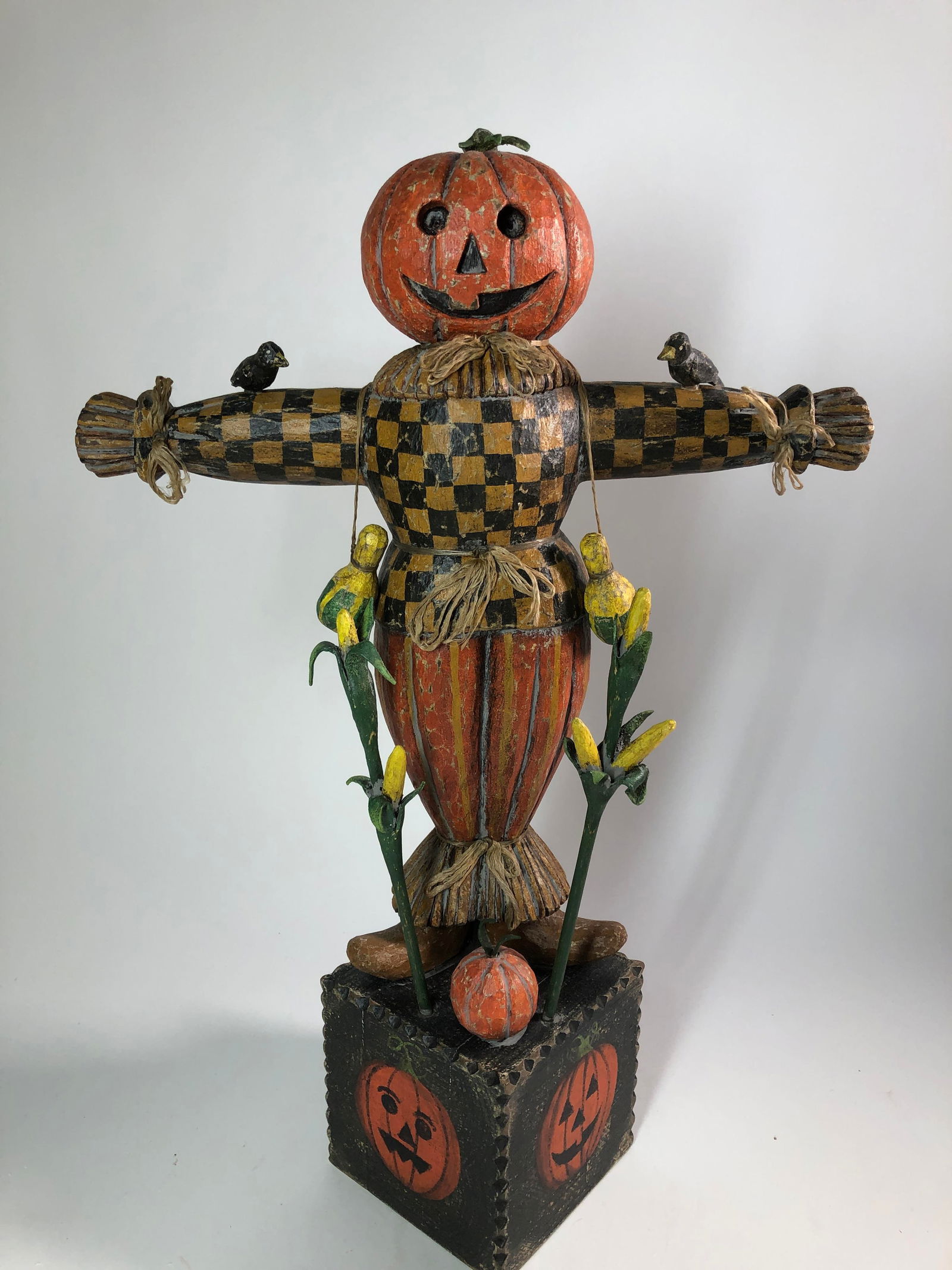 CARVED AND PAINTED FOLK ART HALLOWEEN FIGURE BY P. "PAM" SCHIFFERL. (1 of 5)