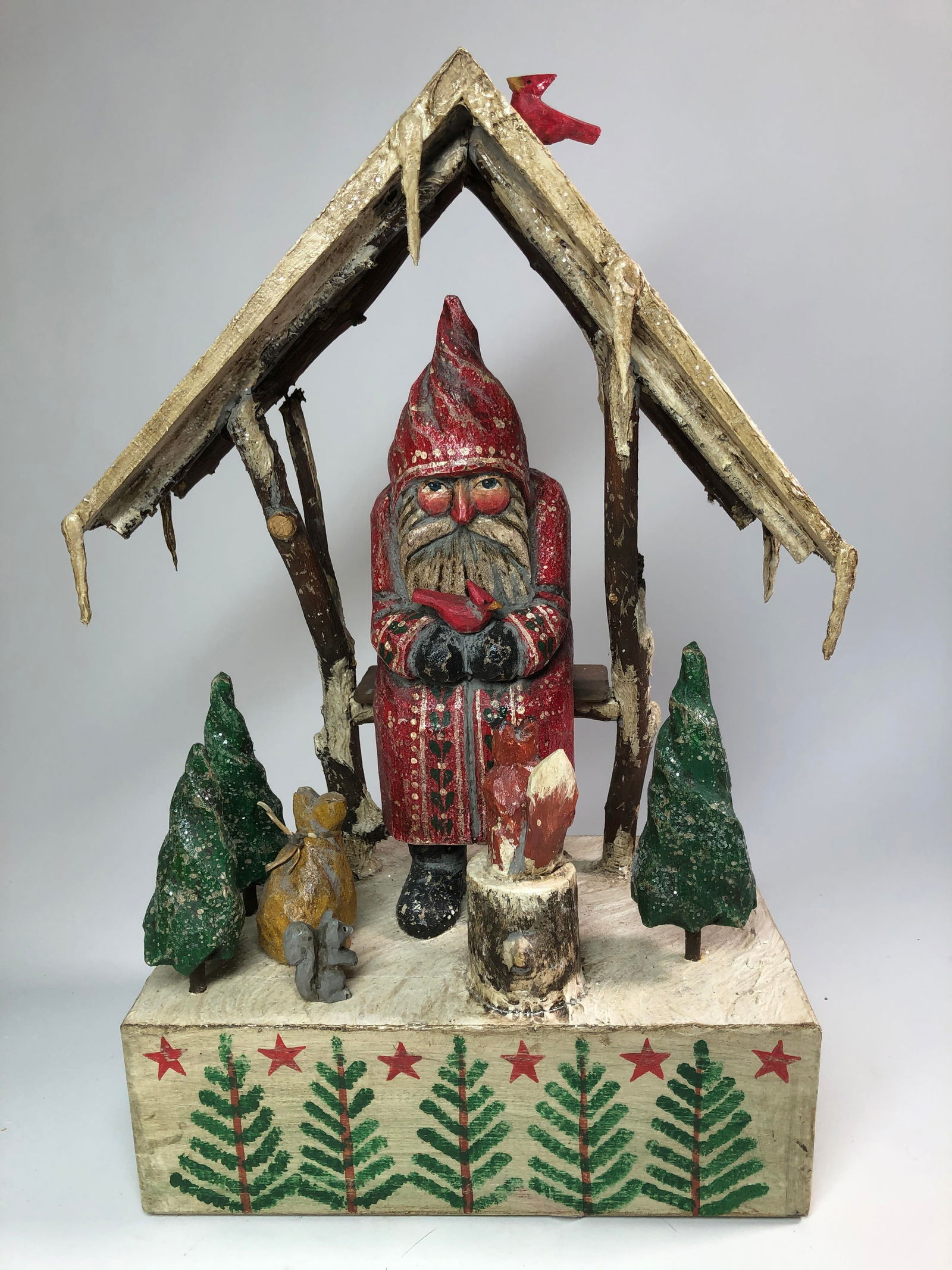 CARVED AND PAINTED FOLK ART CHRISTMAS SCENE BY P. "PAM" SCHIFFERL. (1 of 5)