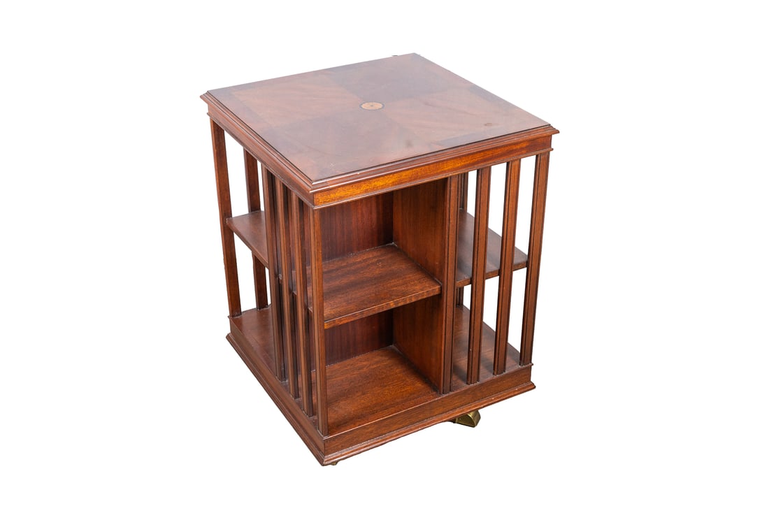 REVOLVING BOOKSHELF TABLE WITH INLAY. (1 of 4)