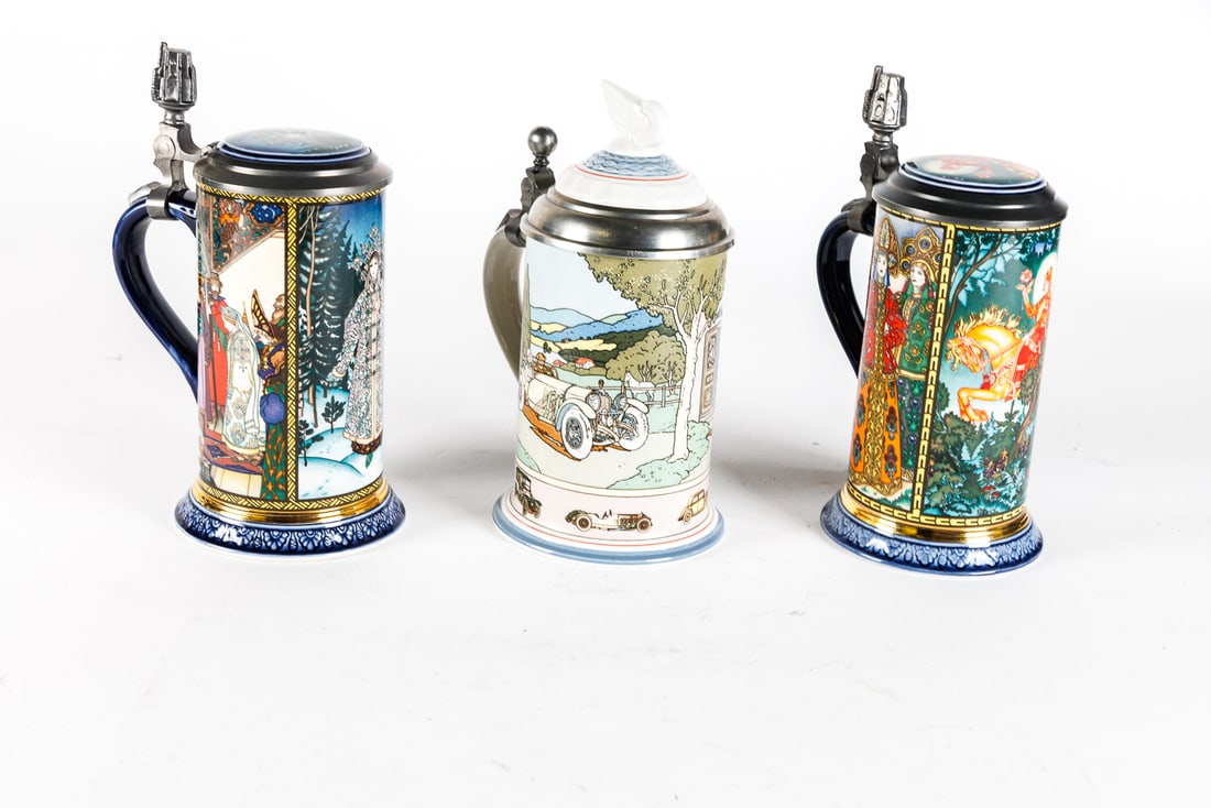 THREE BEER STEINS. (1 of 12)