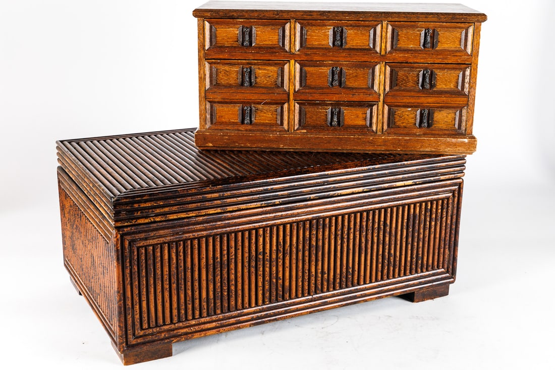 TWO TABLE-TOP WOOD BOXES. (1 of 13)