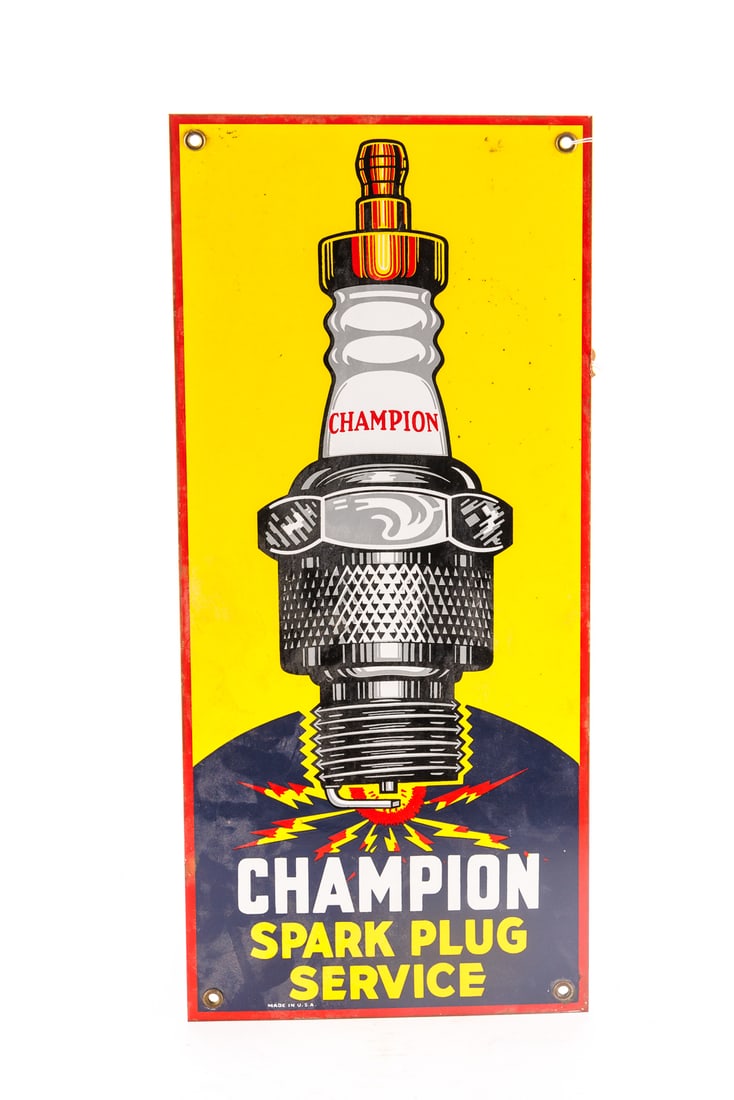 VINTAGE CHAMPION SPARK PLUG SERVICE ADVERTISING SIGN. (1 of 6)