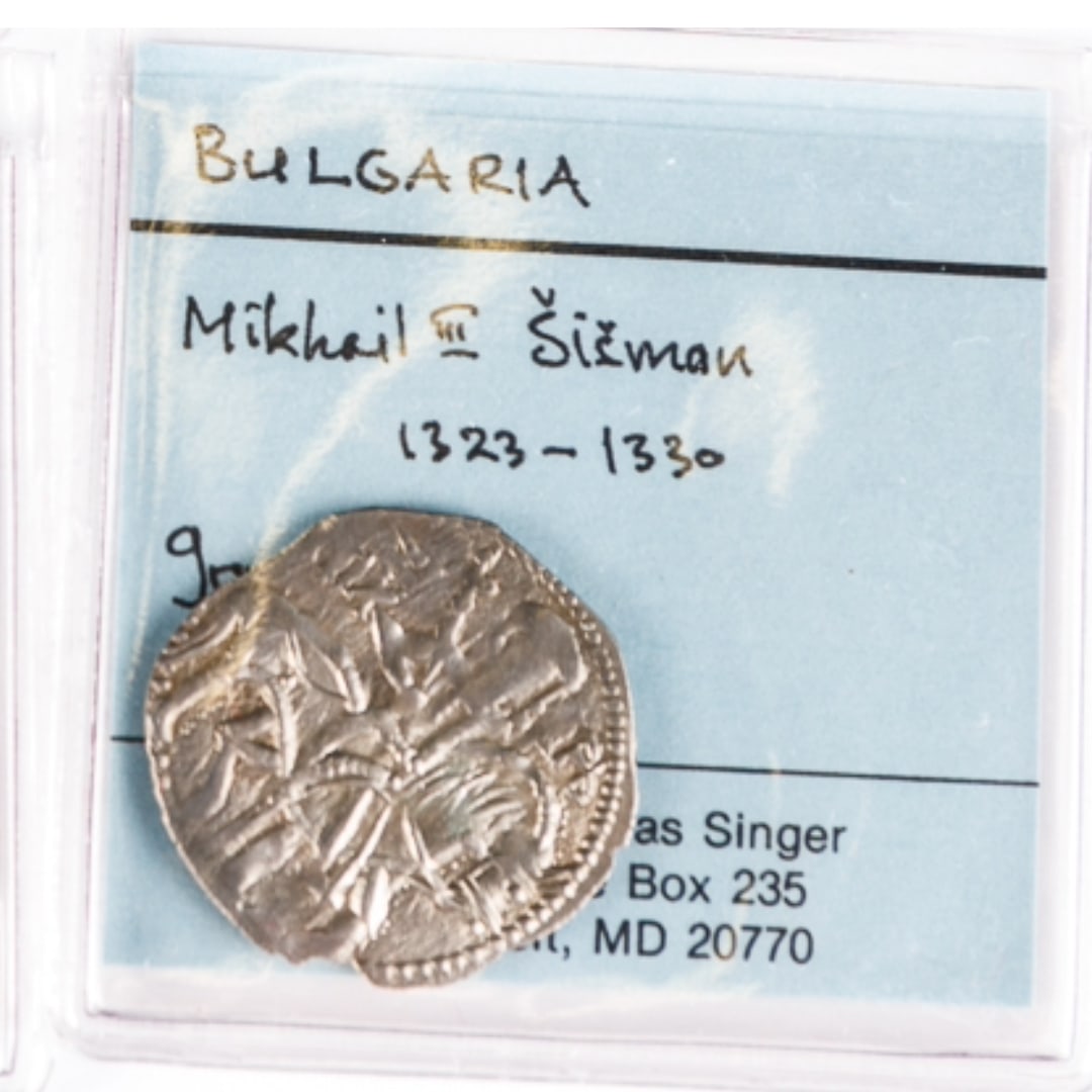 WORLD COINS AND CURRENCY: MEDIEVAL SILVER COIN.: WORLD COINS AND CURRENCY: MEDIEVAL SILVER COIN. Bulgarian, 14th Century. Mihail Asen III ï¾Šiï¾šman (1323-1330). Second Empire. Silver grosh. Ex Dr. Gordon Andrew "Andy" Singer, Greenbelt, MD.