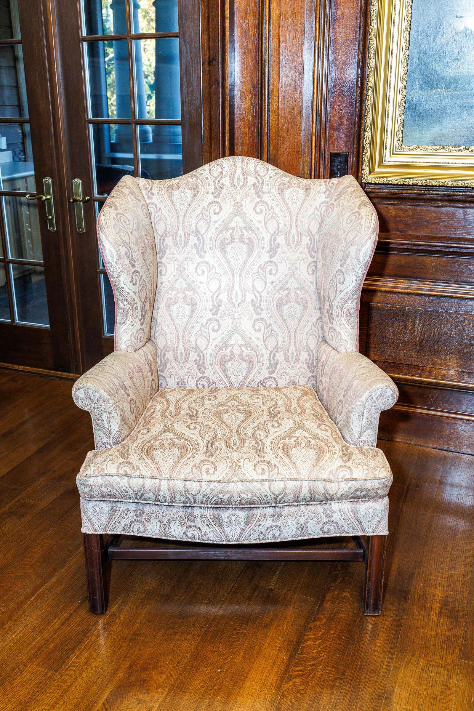 CHIPPENDALE-STYLE WINGBACK CHAIR BY KITTINGER. (1 of 8)