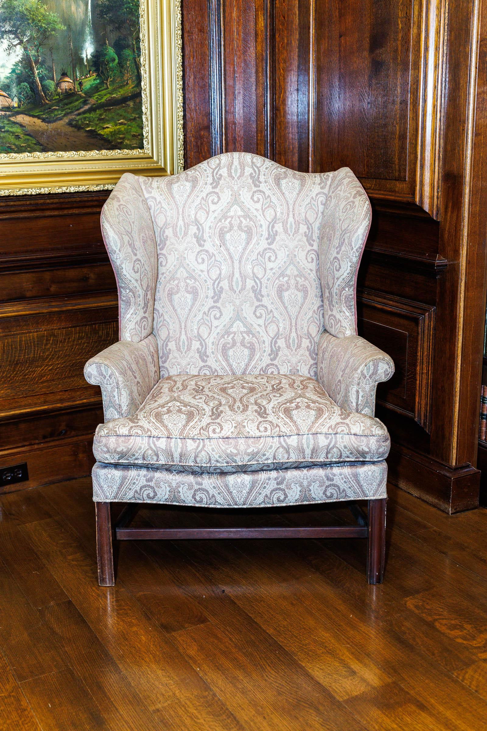 CHIPPENDALE-STYLE WINGBACK CHAIR BY KITTINGER. (1 of 6)