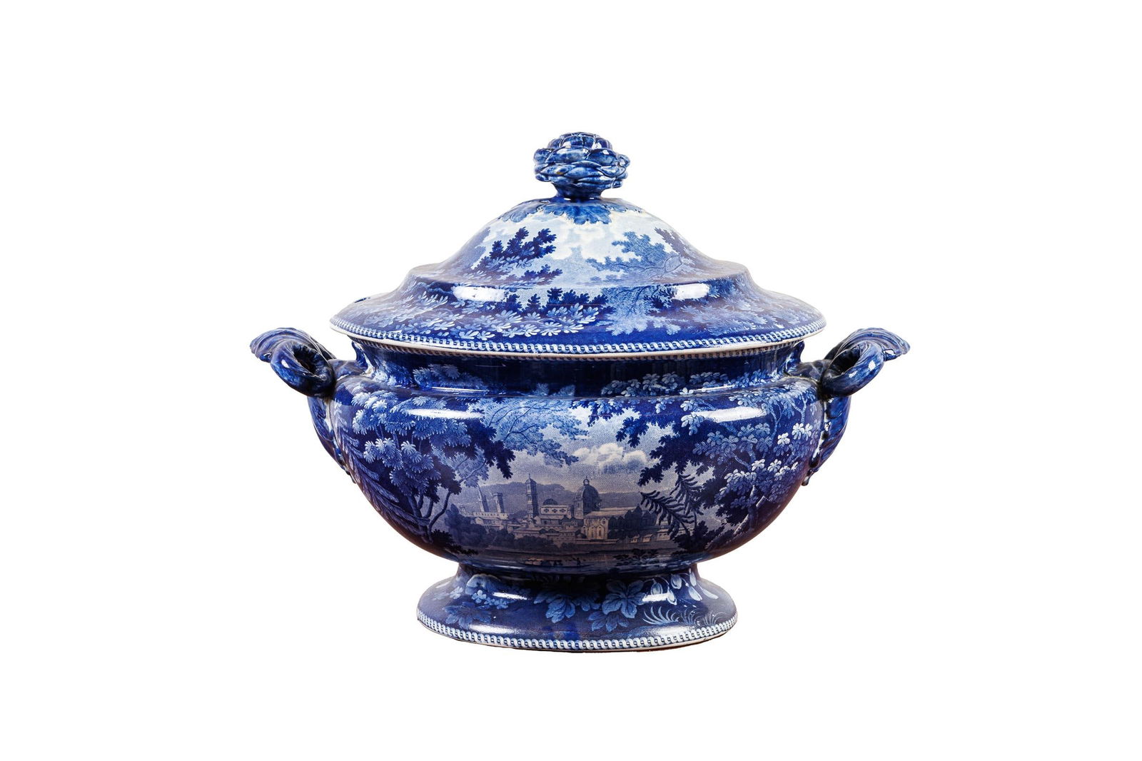 HISTORICAL BLUE STAFFORDSHIRE COVERED TUREEN. (1 of 20)