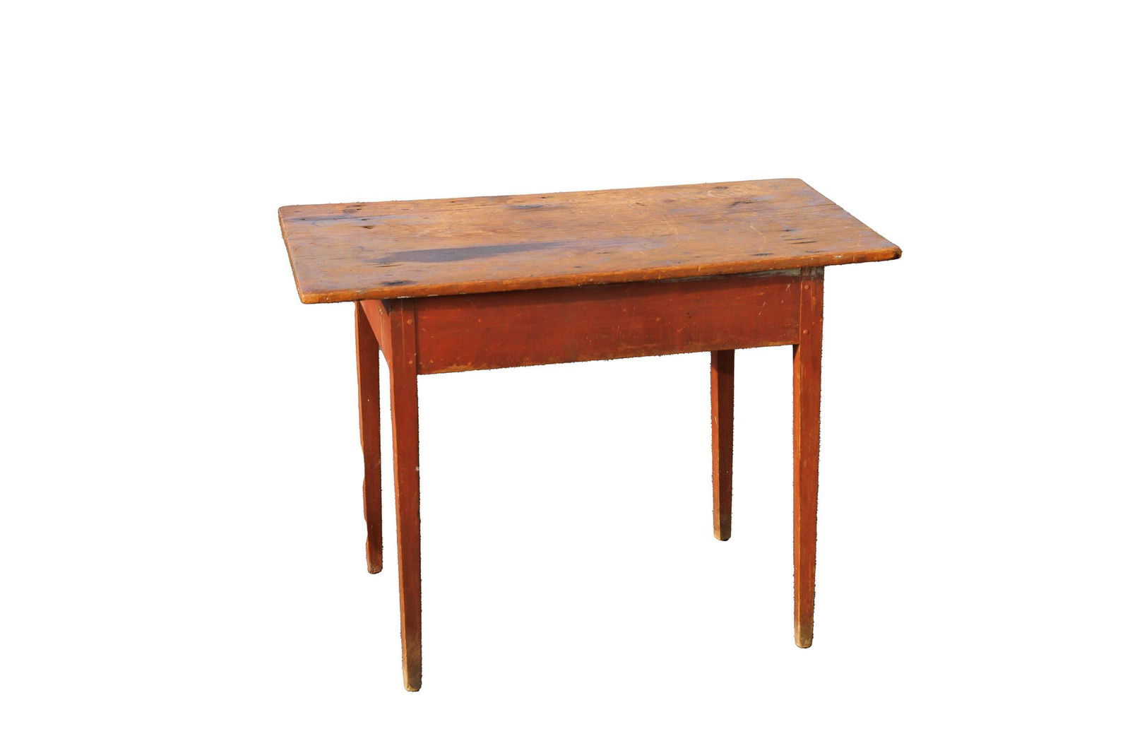 DIMINUTIVE PAINTED HEPPLEWHITE TAVERN TABLE WITH SINGLE BOARD TOP. (1 of 8)
