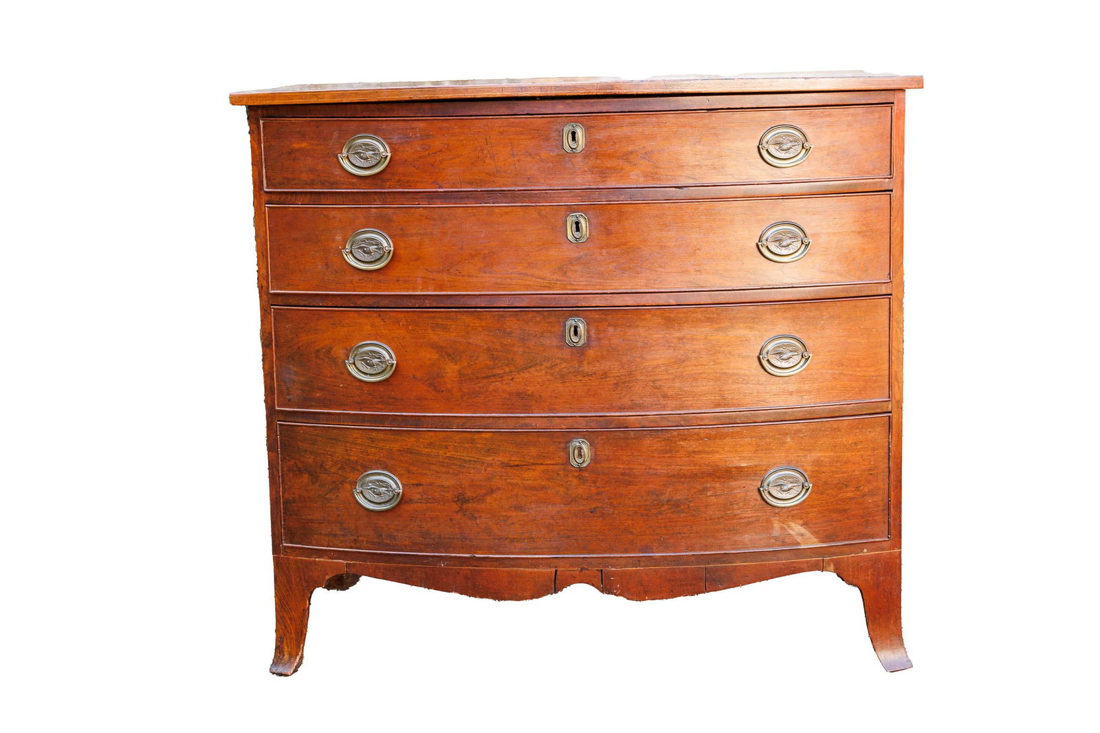 HEPPLEWHITE BOW-FRONT CHERRY CHEST OF DRAWERS. (1 of 15)