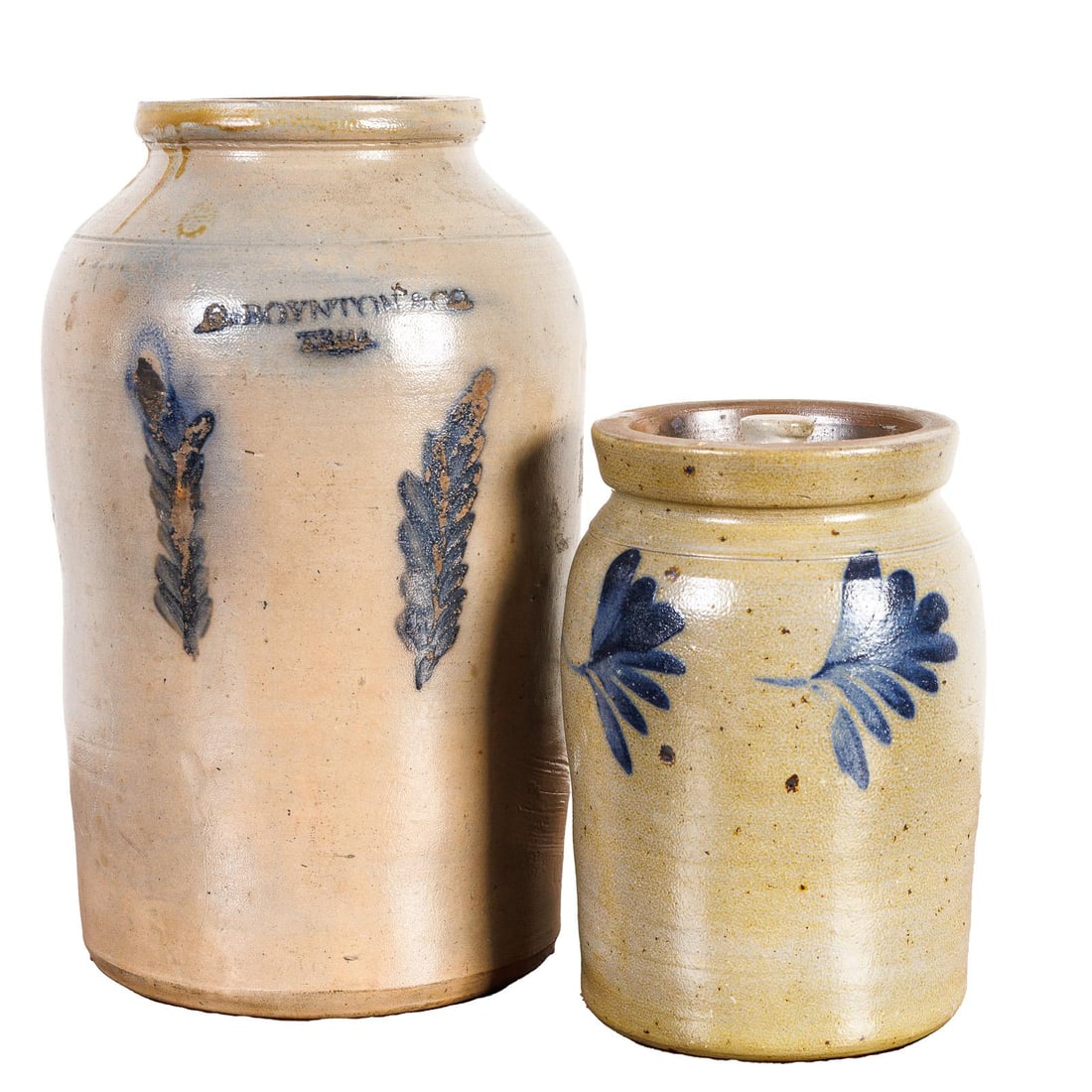 TWO STONEWARE JARS. (1 of 17)