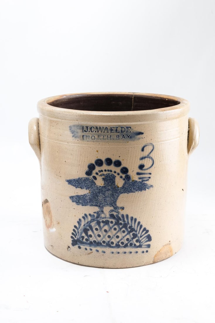 RARE J.C. WAELDE STONEWARE CROCK. (1 of 10)