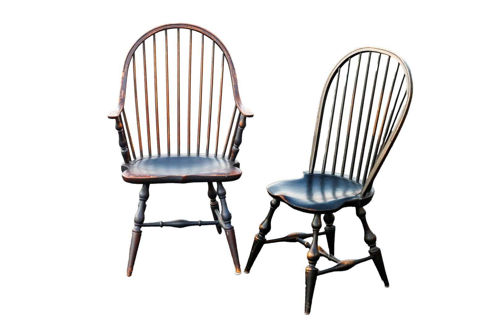 TWO PAINTED WINDSOR-STYLE CHAIRS BY DAVID T. SMITH. (1 of 11)