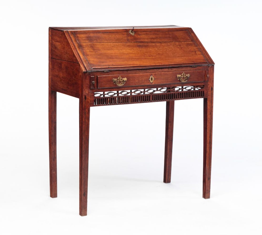 ENGLISH GEORGIAN SLANT LID CLERK DESK. (1 of 9)