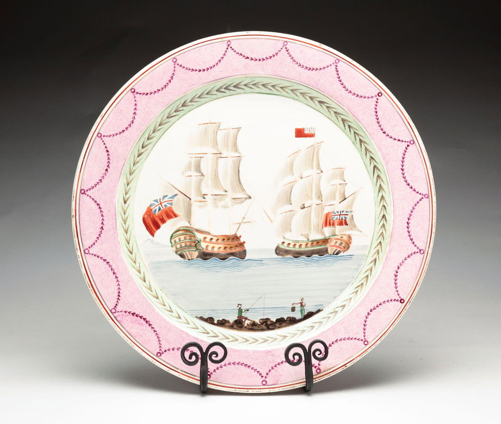 CREAMWARE CHARGER WITH NAUTICAL SCENE. (1 of 4)