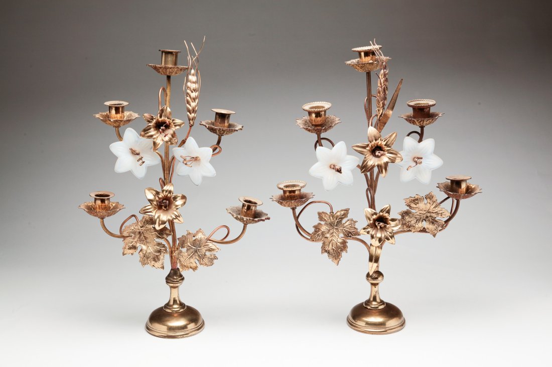 A PAIR OF EUROPEAN CANDELABRA. (1 of 5)