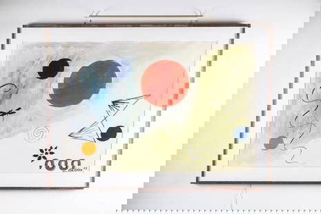 GOUACHE ON PAPER BY ALEXANDER CALDER (1898-1976).: American, 20th Century (1963). Original gouache on paper, "Homage to Miro". Signed lower right. 29.5" x 43.25".Provenance: Pace Galleries, purchased 11/14/1989. Estate of the artist. Exhibited in "Cal