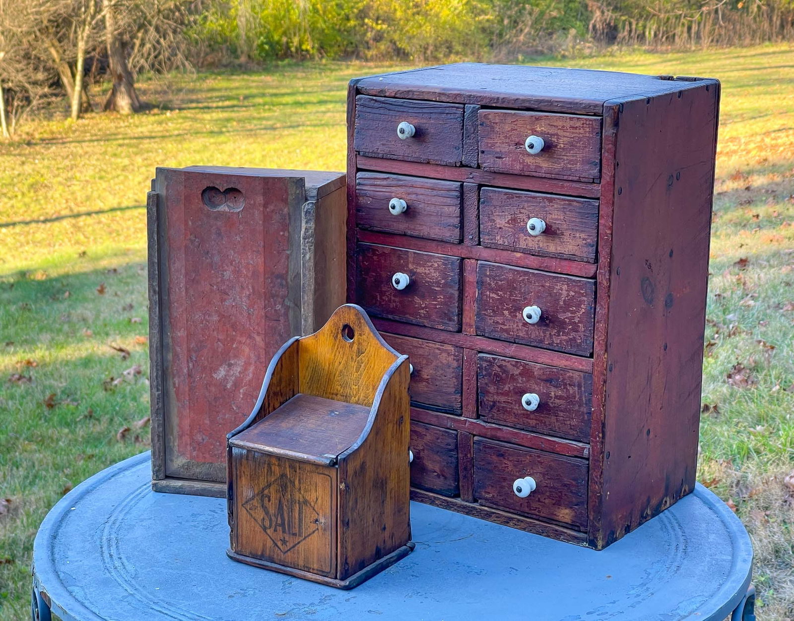 THREE WOODEN PIECES. (1 of 8)