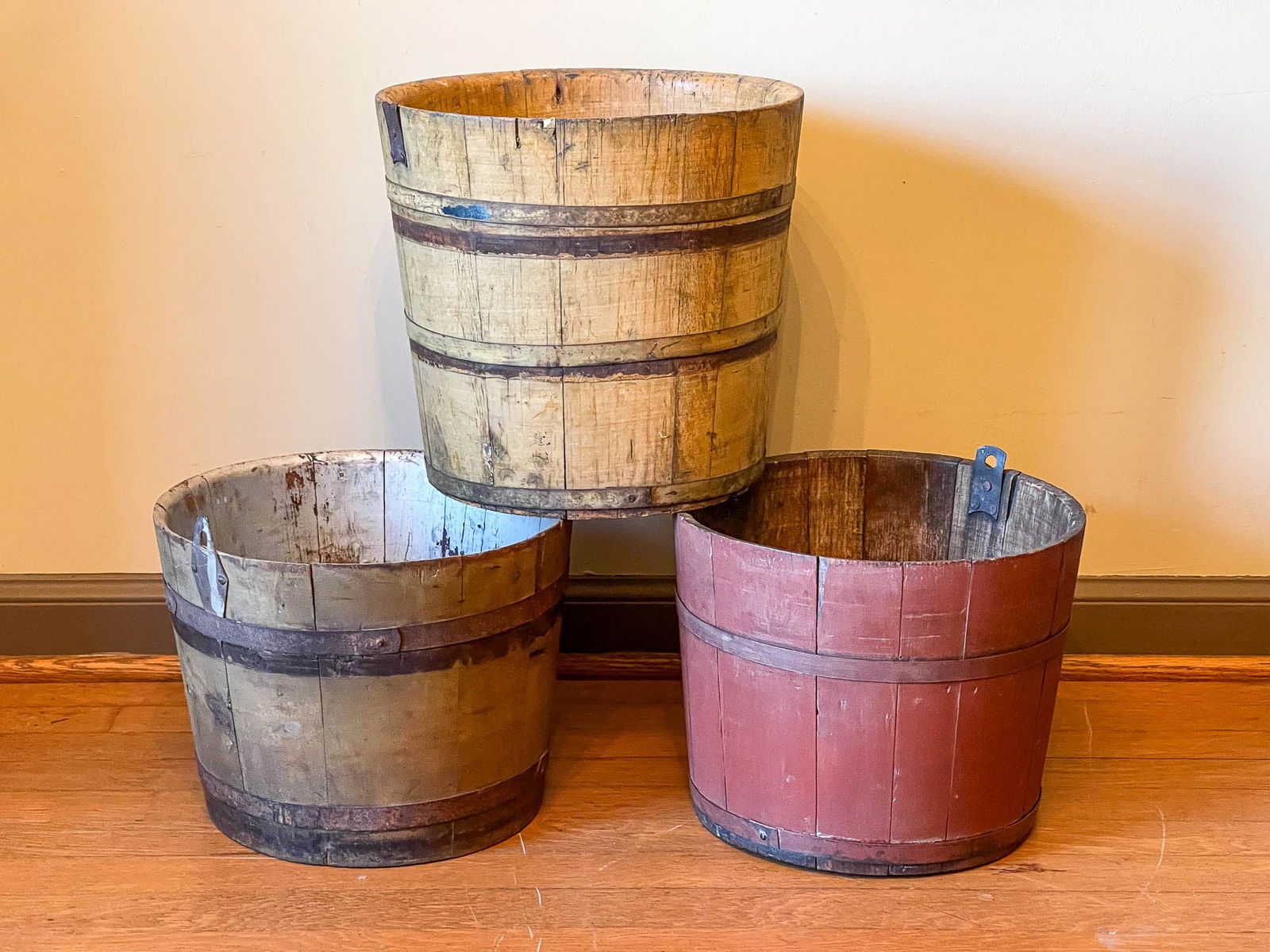 THREE PAINTED BUCKETS. (1 of 4)