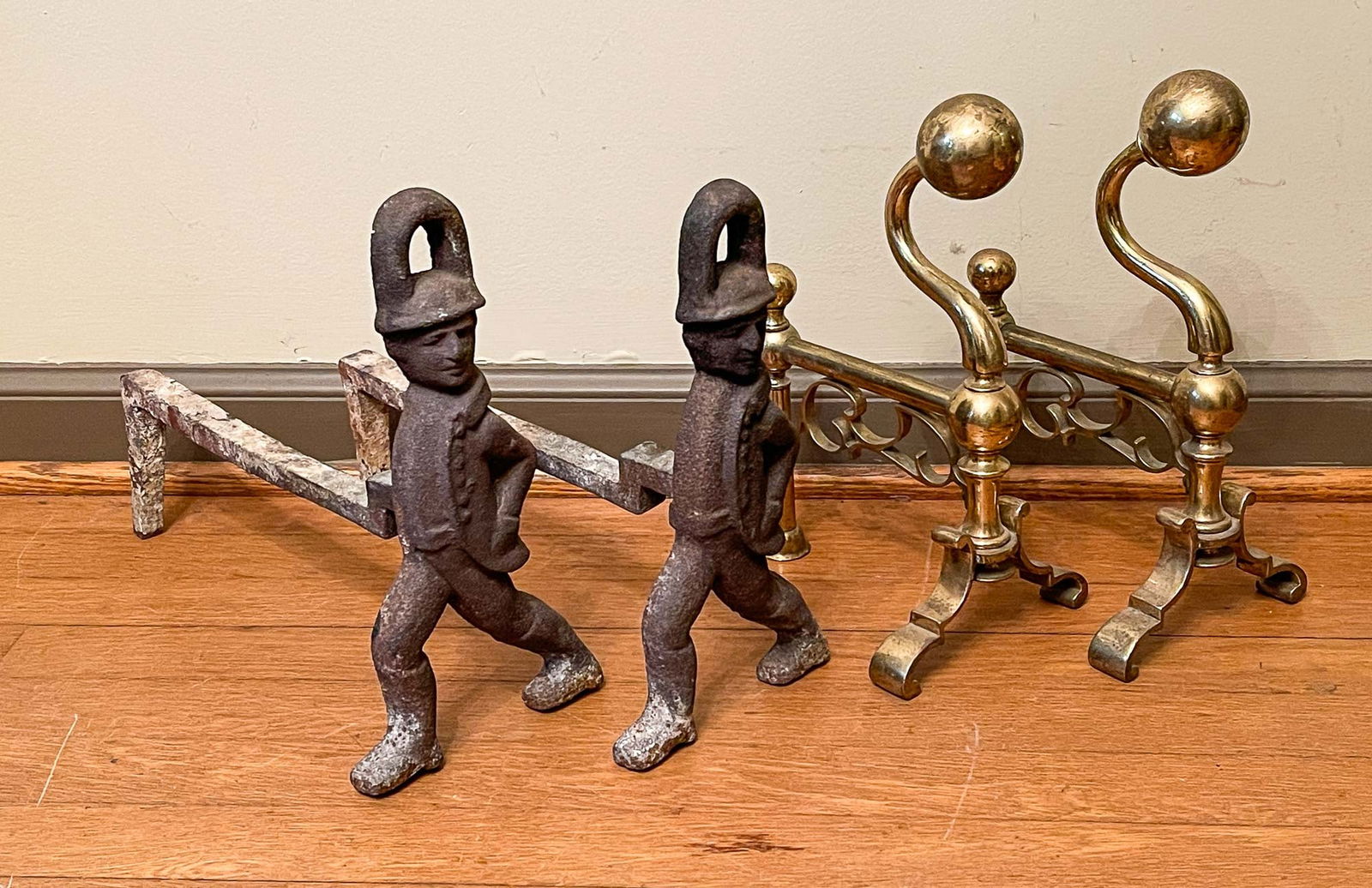 TWO PAIRS OF ANDIRONS. (1 of 3)