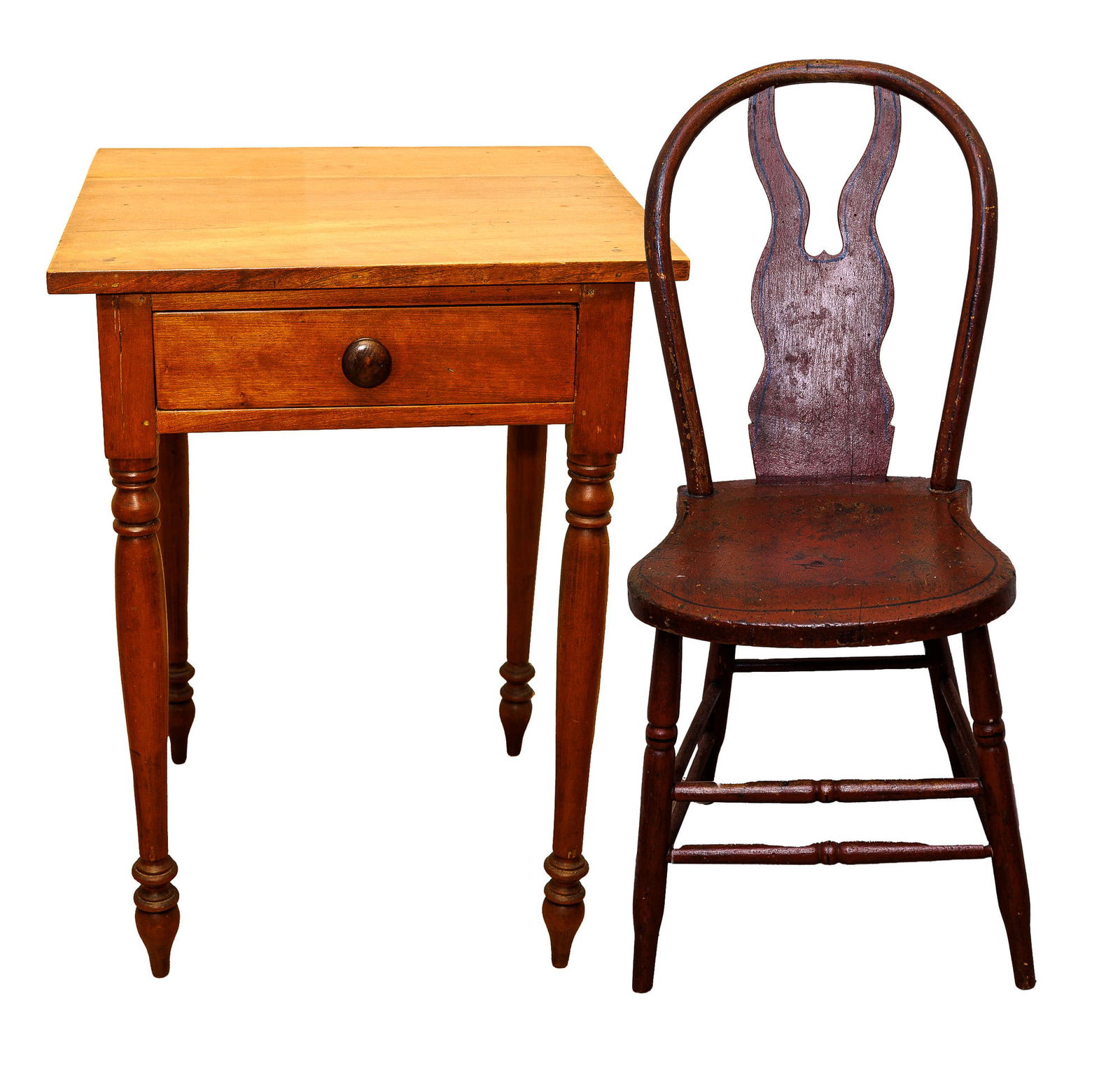 SHERATON ONE-DRAWER STAND AND A PAINTED SIDE CHAIR. (1 of 12)