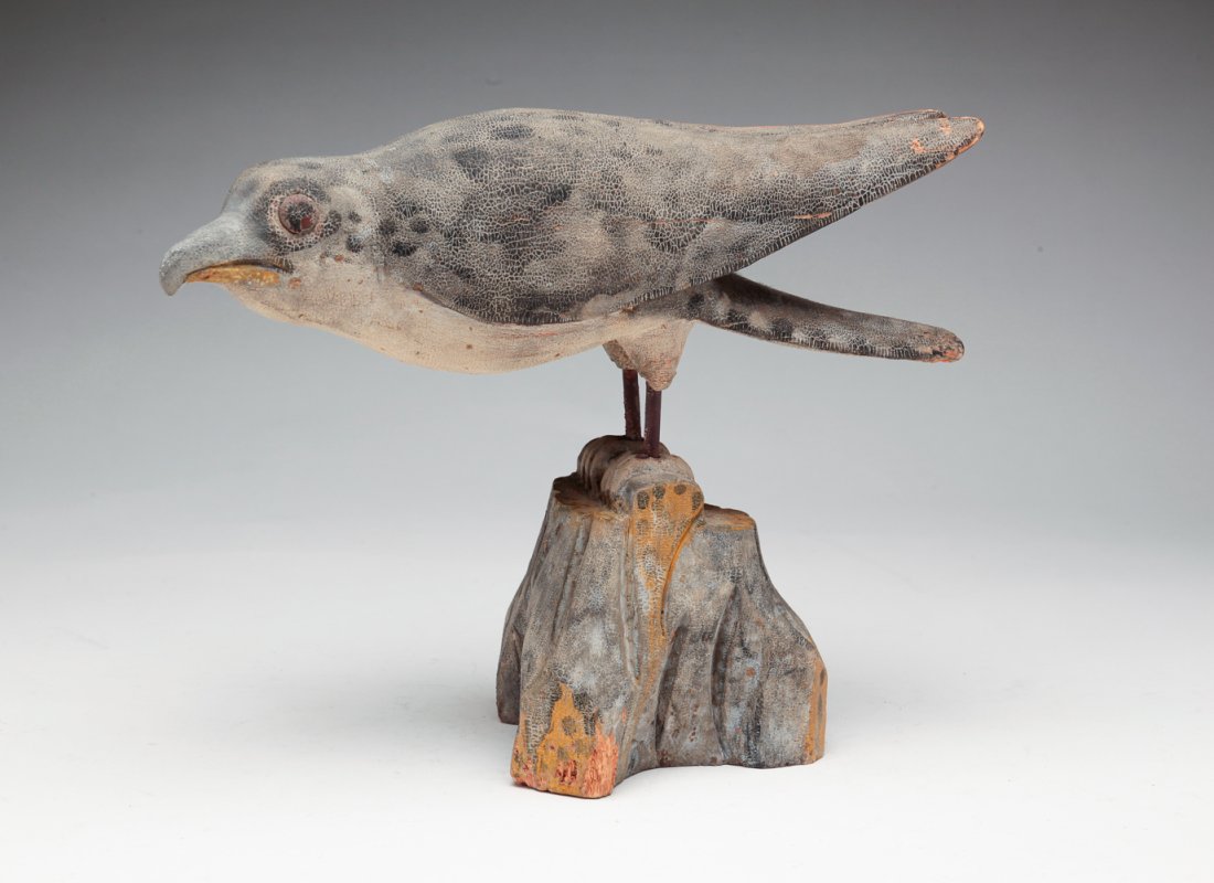 FOLK ART CARVED HAWK. (1 of 5)