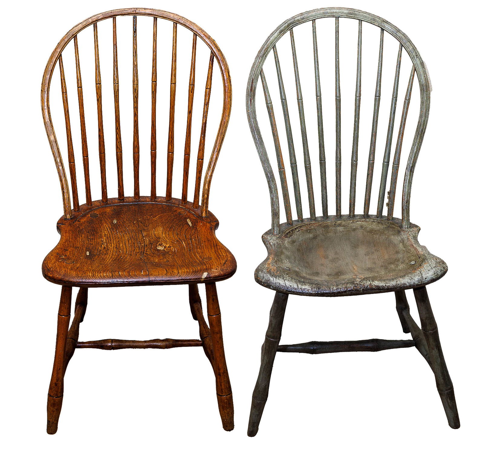 TWO WINDSOR BOW BACK SIDE CHAIRS. (1 of 13)