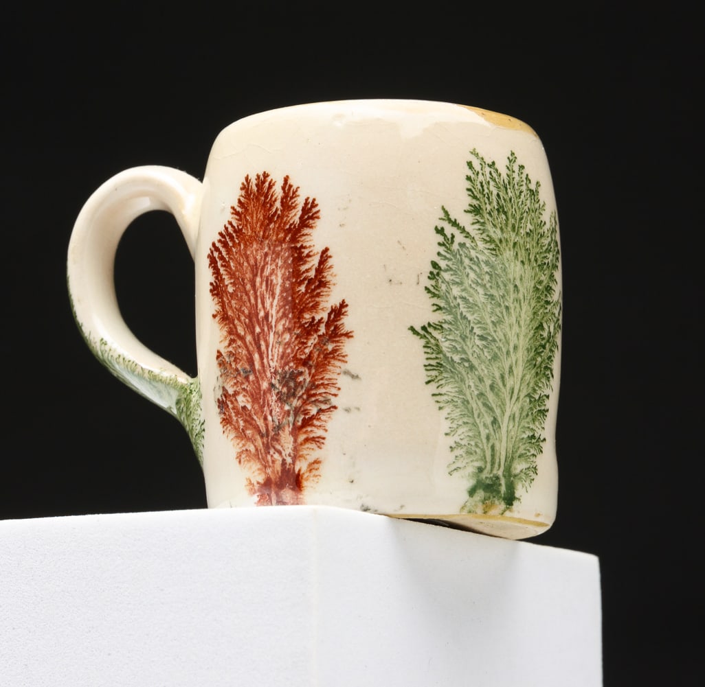 MINIATURE MOCHA DECORATED YELLOWWARE MUG. (1 of 5)