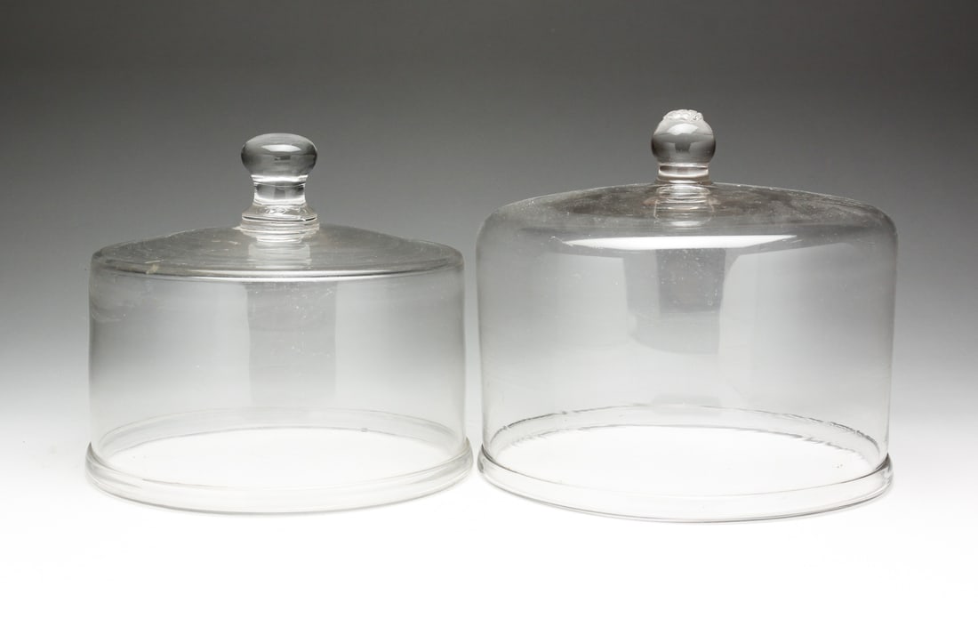 TWO PITTSBURGH BLOWN GLASS CAKE DOMES. (1 of 4)
