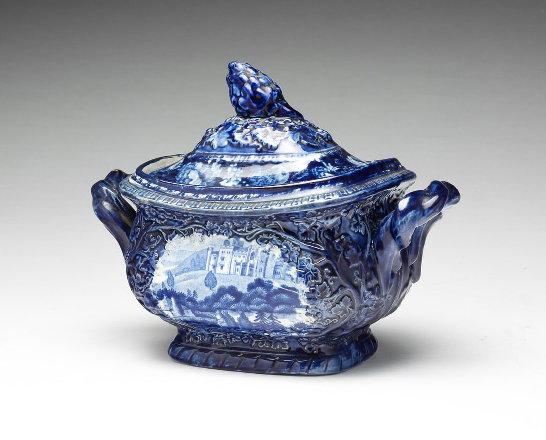 HISTORICAL BLUE STAFFORDSHIRE SUGAR. (1 of 7)