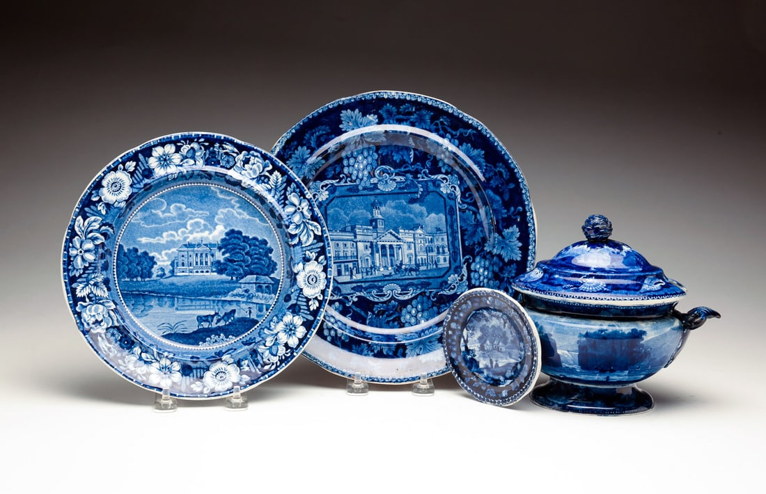 FOUR PIECES OF HISTORICAL BLUE STAFFORDSHIRE. (1 of 9)