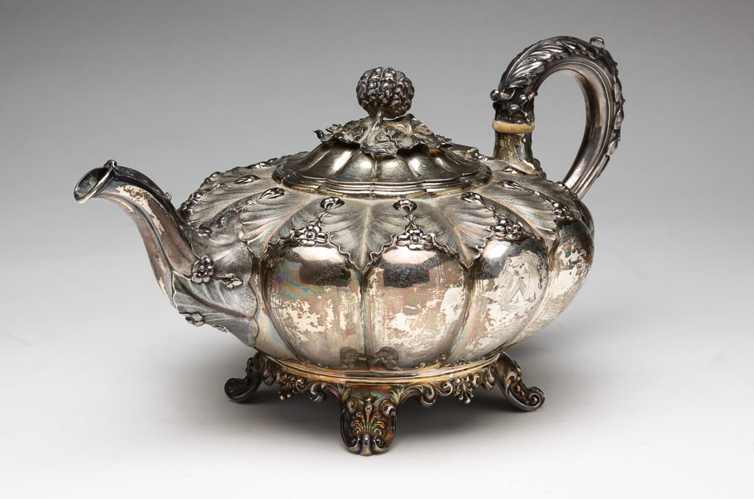 ENGLISH SILVER TEAPOT. (1 of 8)