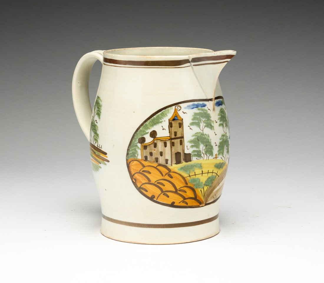 ENGLISH LEEDSWARE PITCHER. (1 of 6)